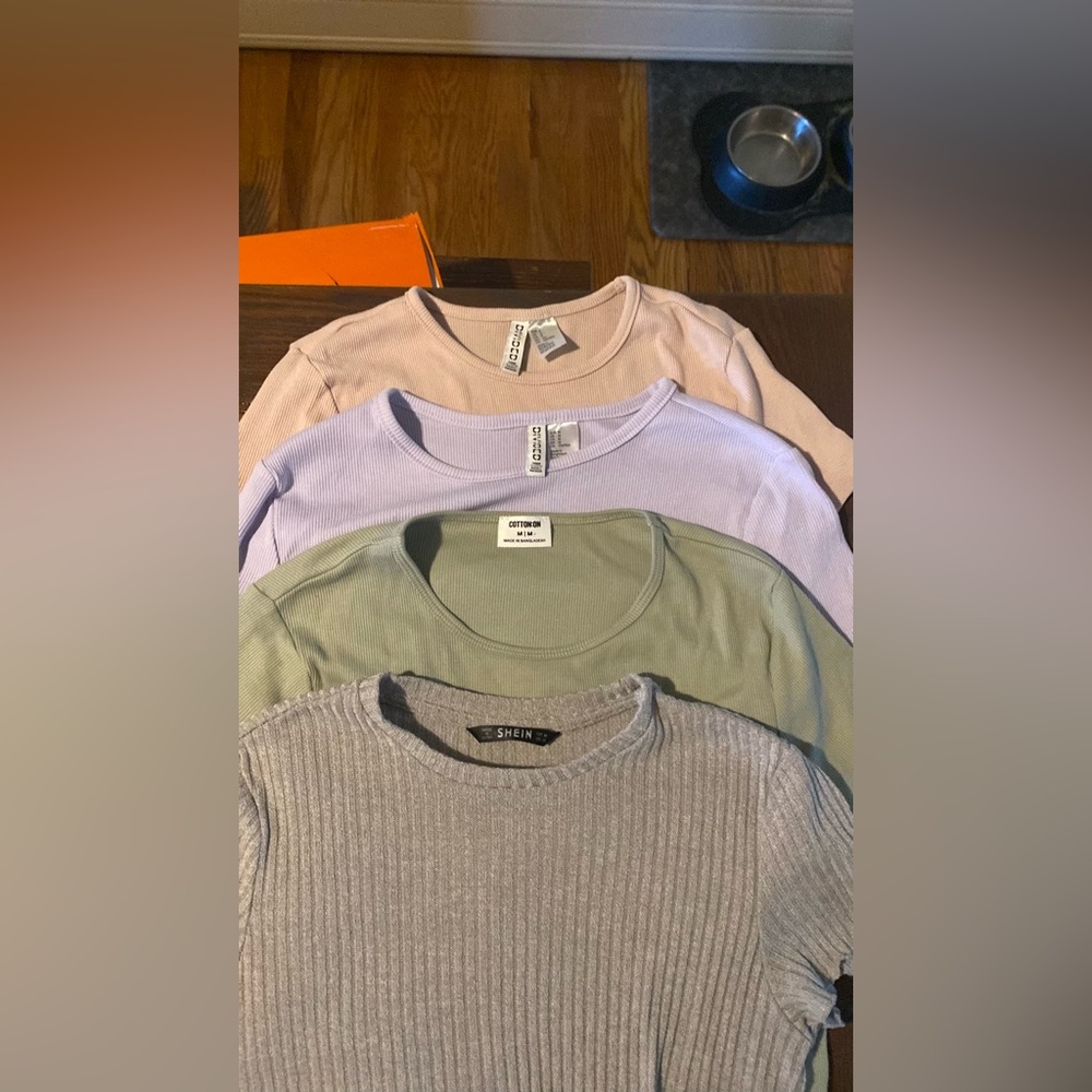 Cotton on, Hand M, and Shein women’s baby tees